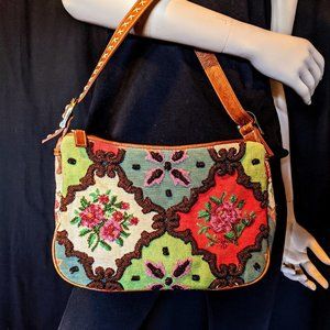 Isabella Fiore | Beaded Tapestry & Leather Handbag